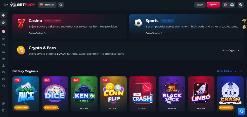 betfury sučelje