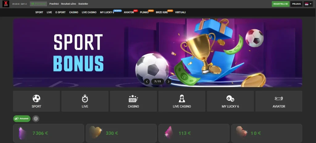 xlivebet sučelje