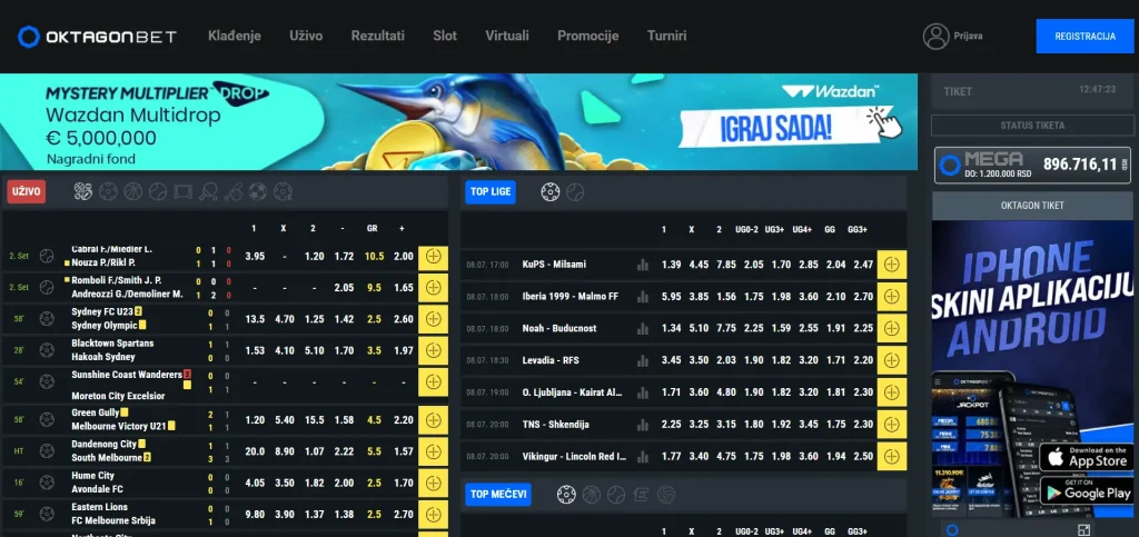 oktagonbet sučelje