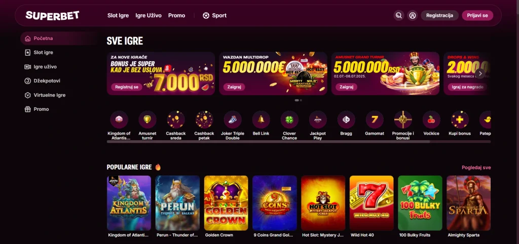 superbet sučelje